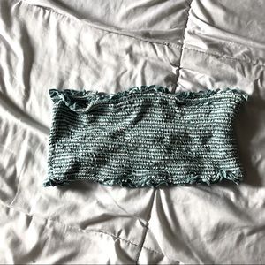 Teal & White Striped Tube Top